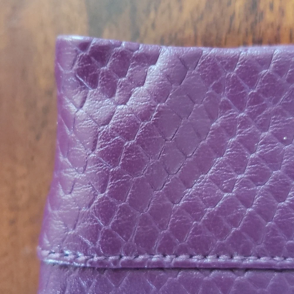 SHINESTAR Plum Faux Leather Mini Skirt – Embossed Snake Skin Texture | MEDIUM - Picture 7 of 13